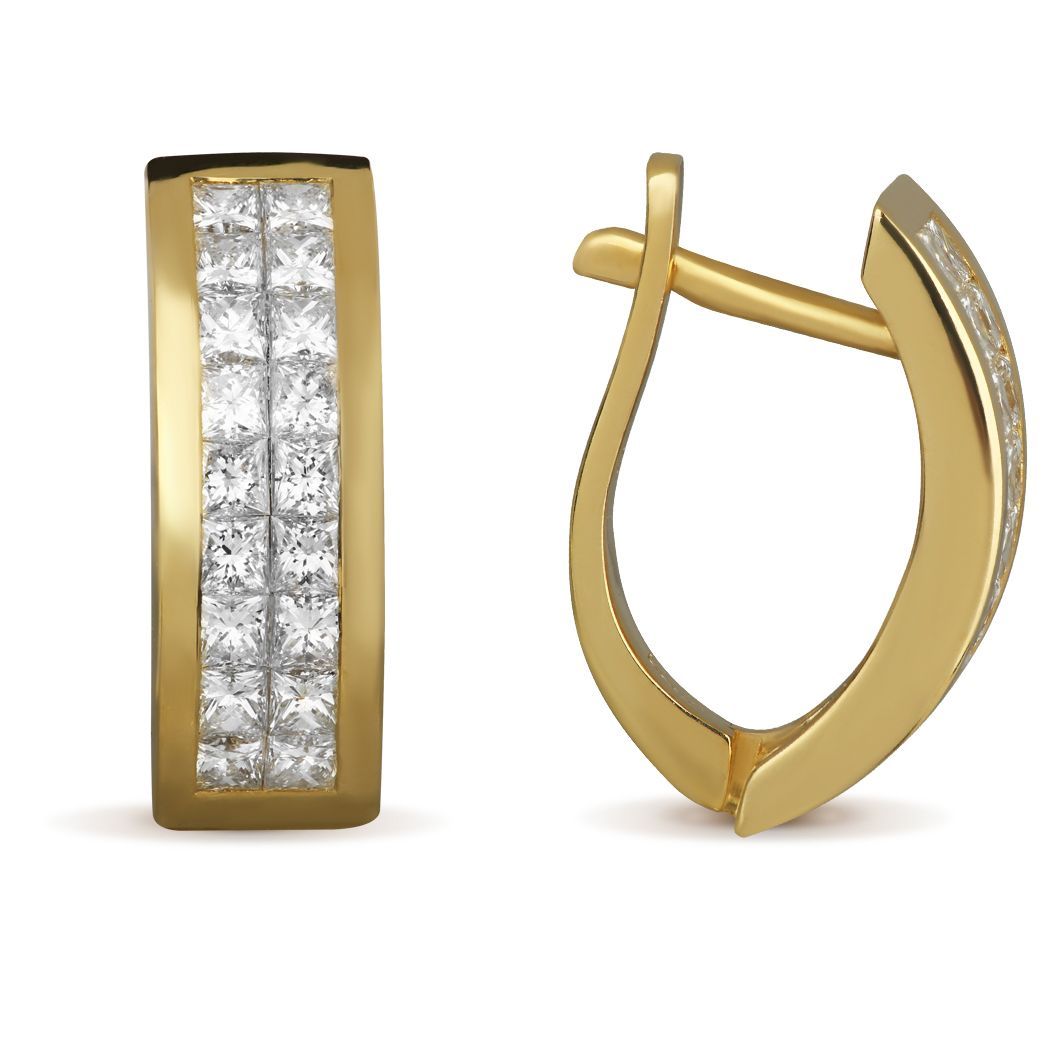 Серьги из желтого золота с бриллиантами