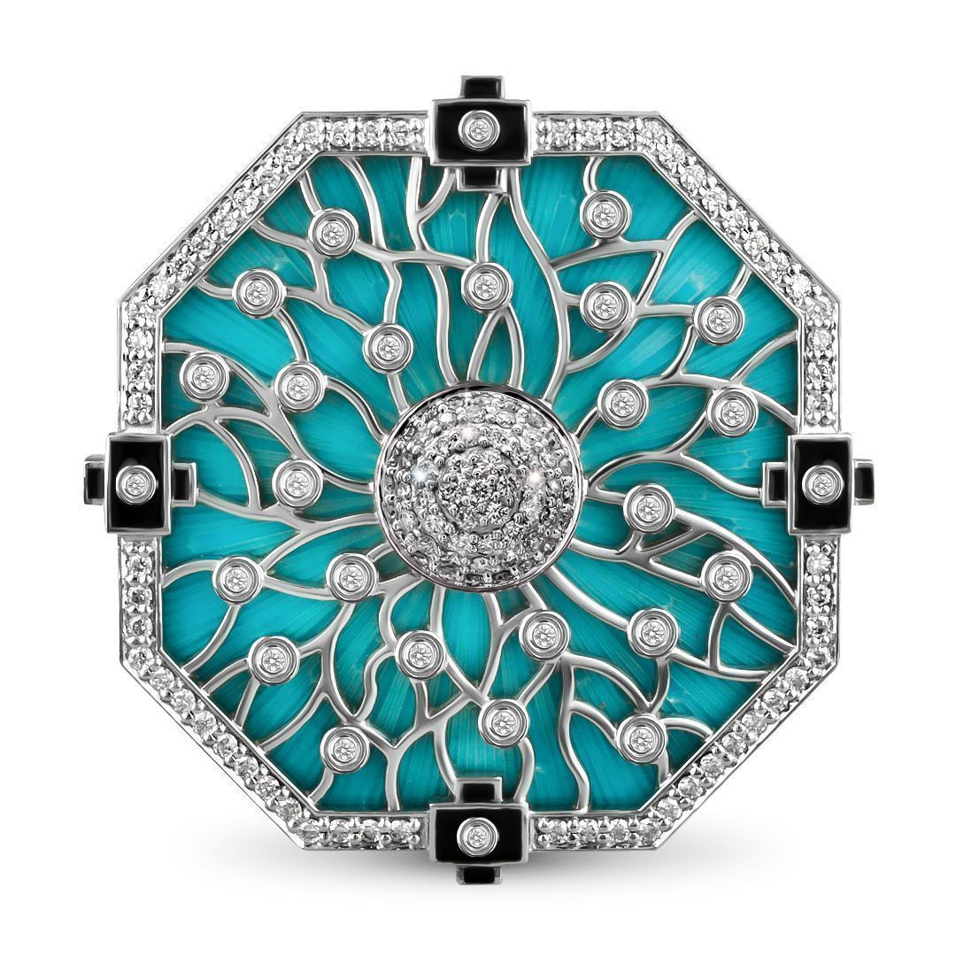 Брошь «Pillow» из белого золота с бриллиантами