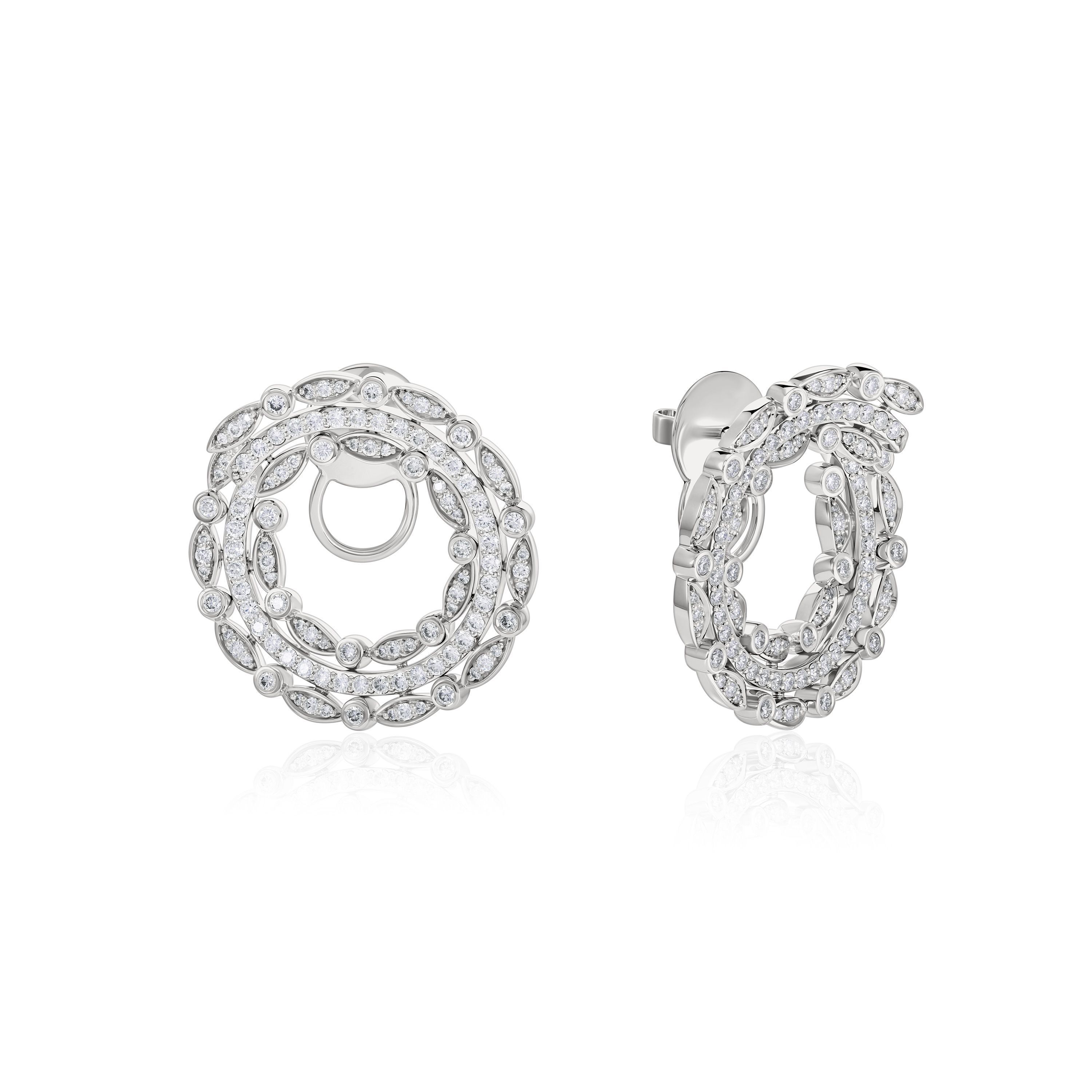 Пусеты из белого золота с бриллиантами