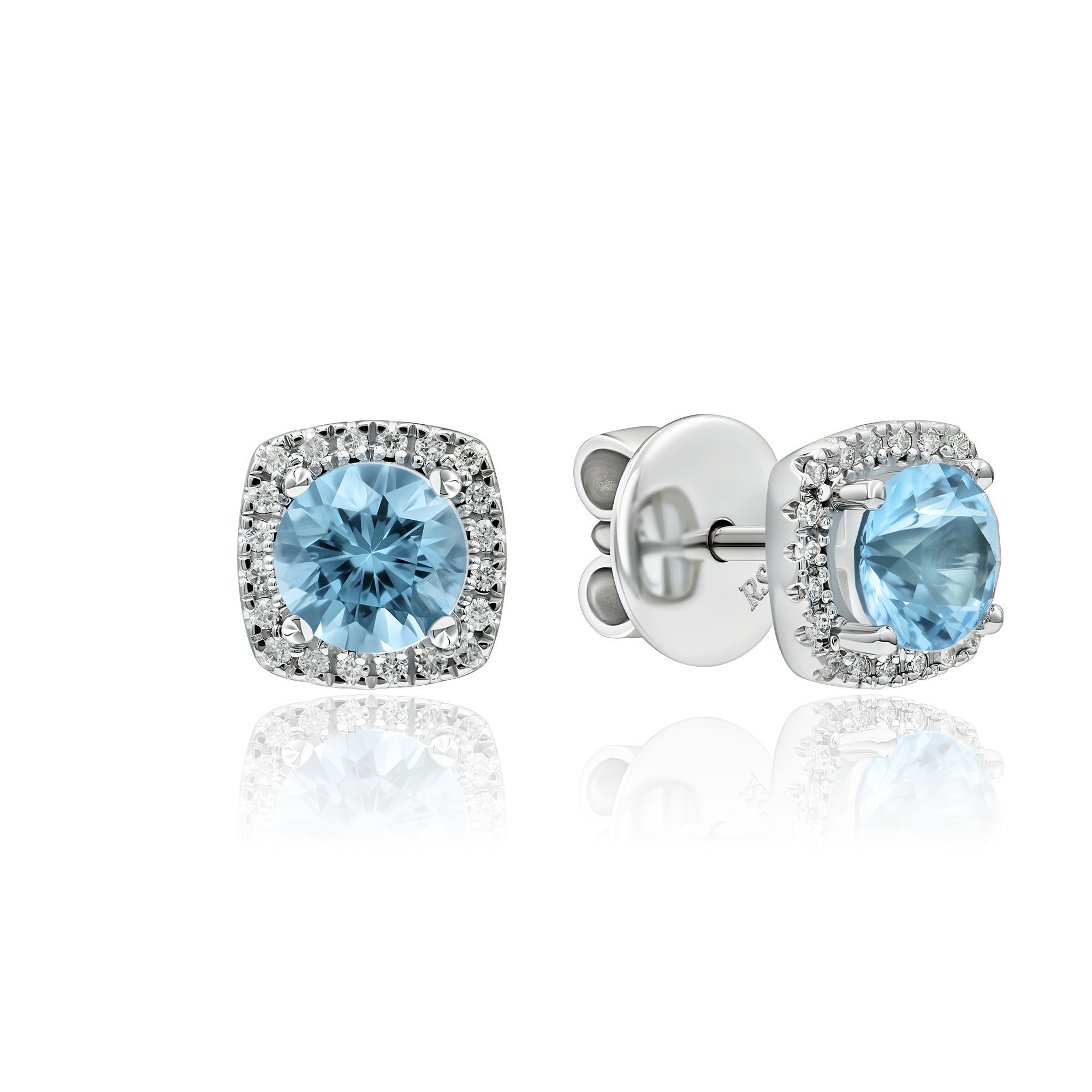 Пусеты из белого золота с топазами и бриллиантами