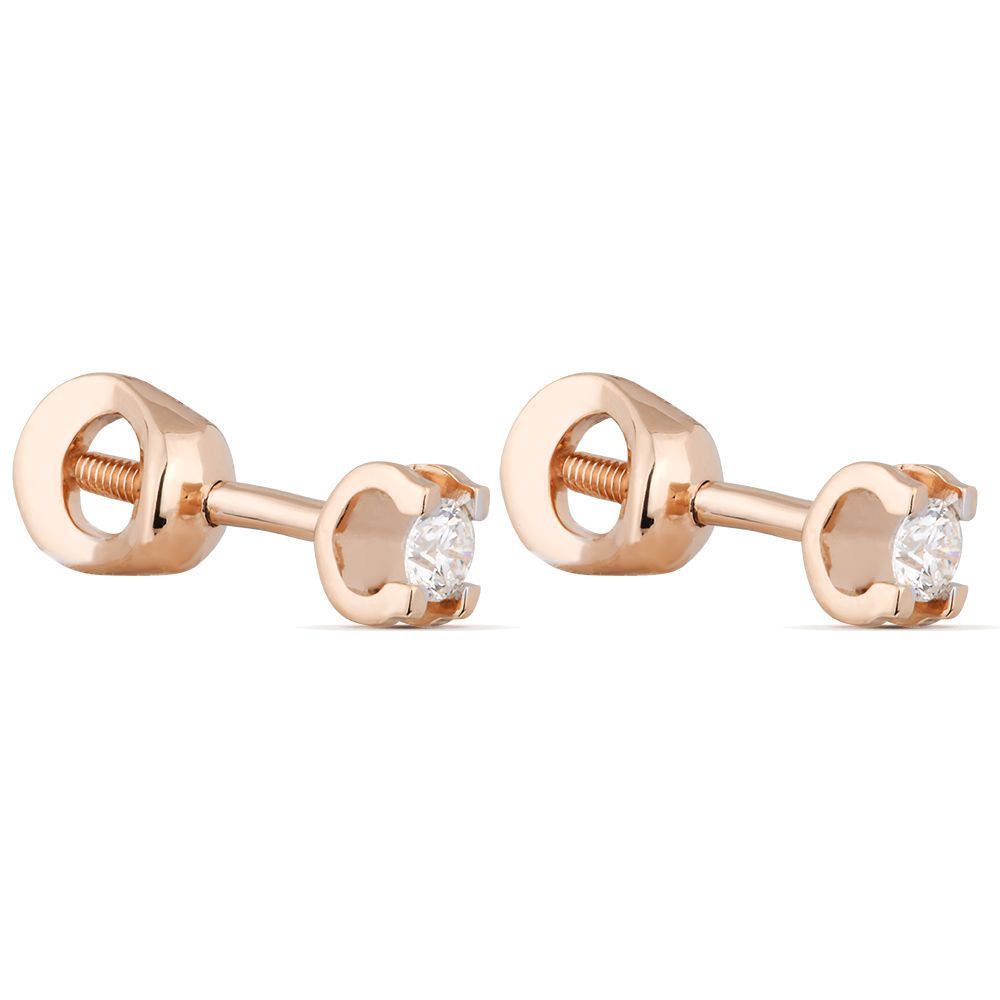 Пусеты из красного золота с бриллиантами