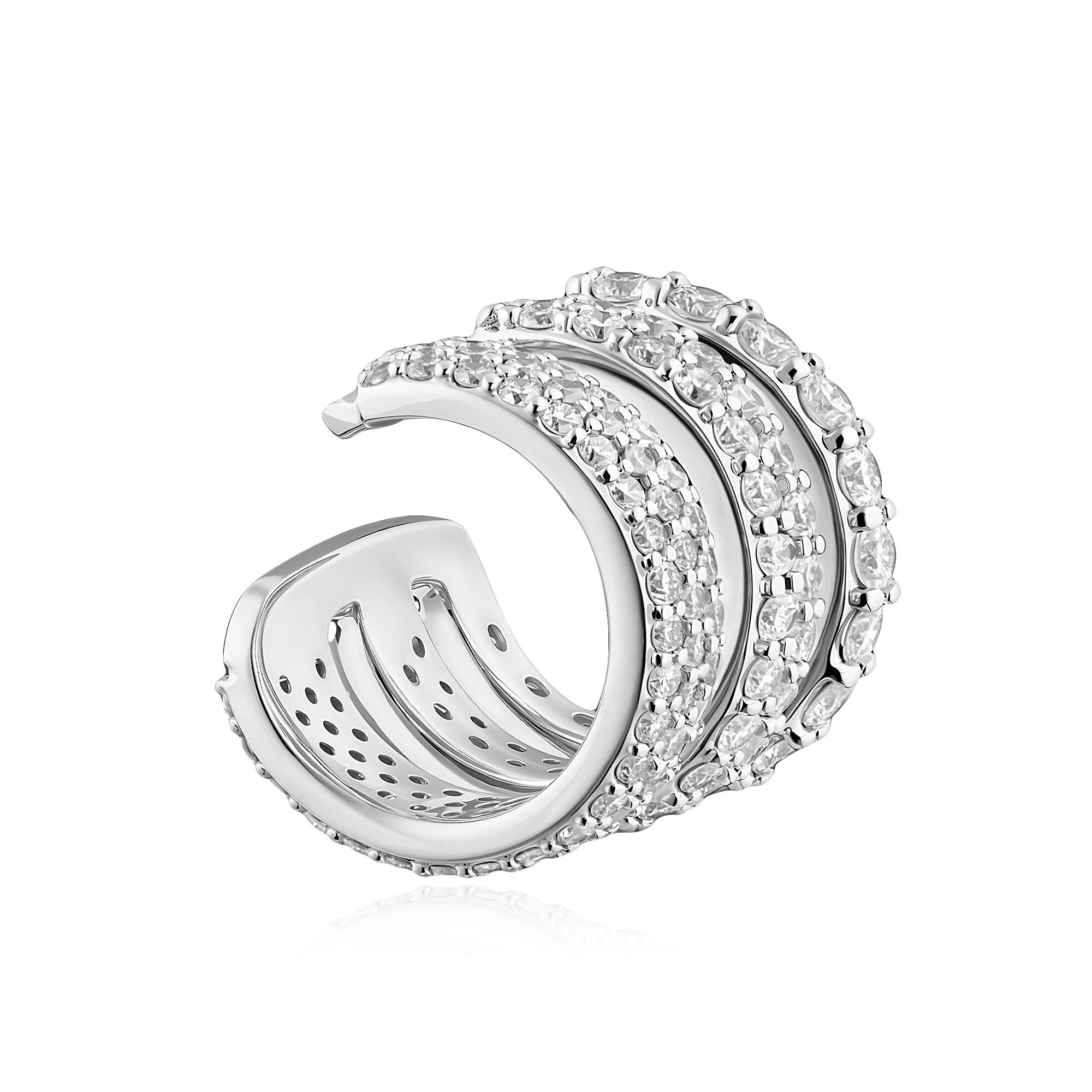 Серьга кафф из белого золота с бриллиантами