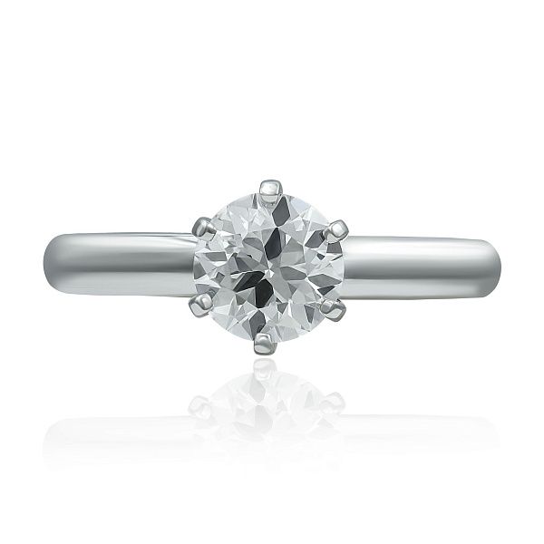 Кольцо из белого золота с бриллиантом 1 ct