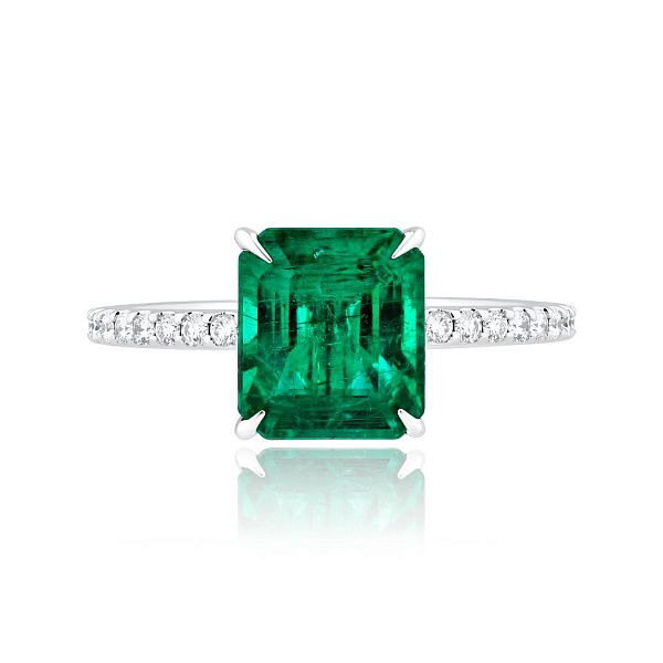 Кольцо из белого золота с изумрудом 3.19 ct и бриллиантами