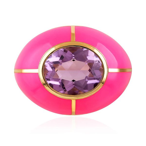 Кольцо из желтого золота с аметистом