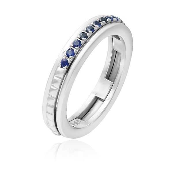 Кольцо из белого золота с сапфирами и бриллиантами