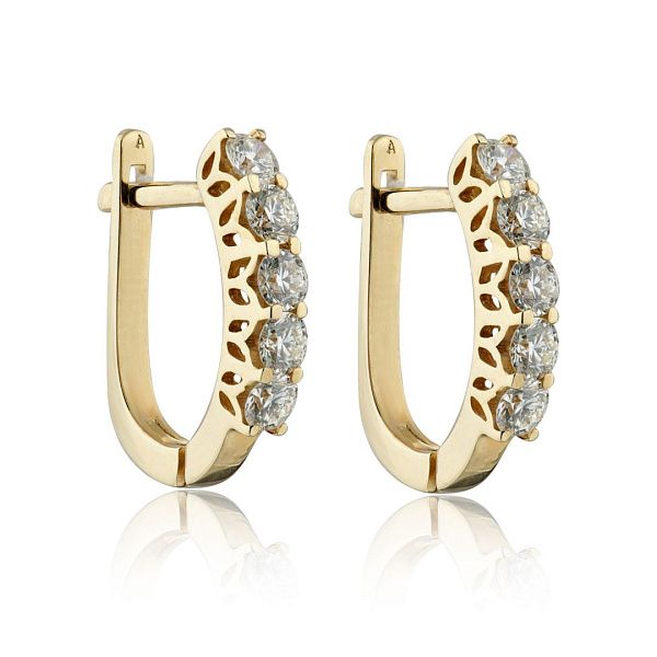 Серьги из желтого золота с бриллиантами