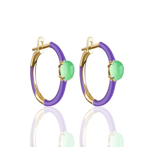 Серьги из жёлтого золота с хризопразом