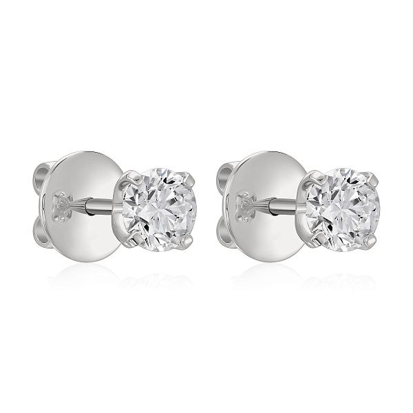 Пусеты из белого золота с бриллиантом