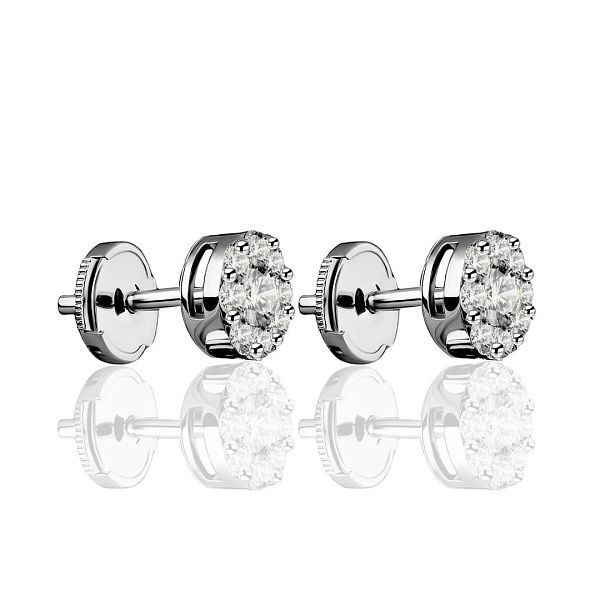 Пусеты из белого золота с бриллиантами