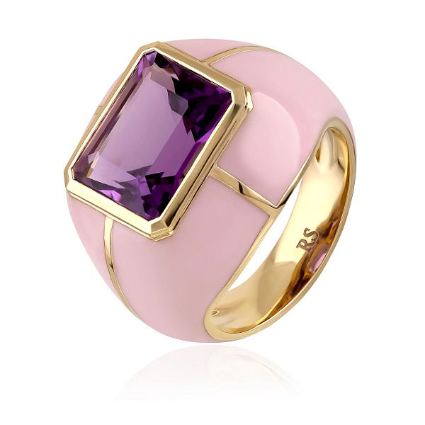 Кольцо из желтого золота с аметистом