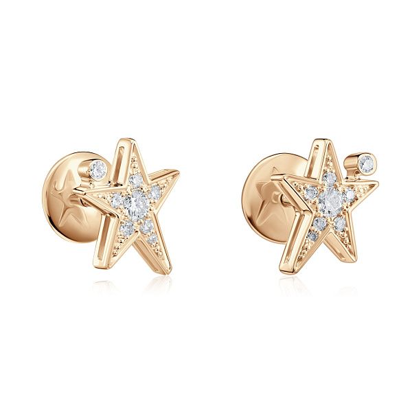 Пусеты из желтого золота с бриллиантами