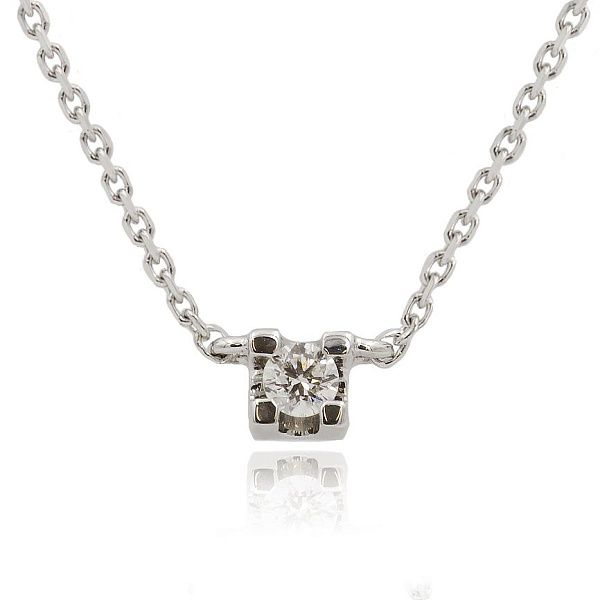 Колье из белого золота с бриллиантом
