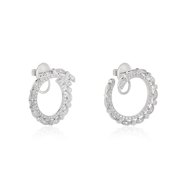 Пусеты из белого золота с бриллиантами