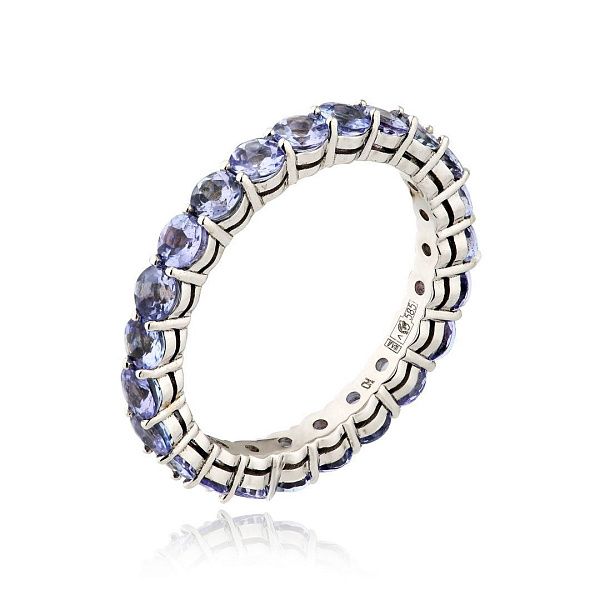 Кольцо из белого золота с танзанитами