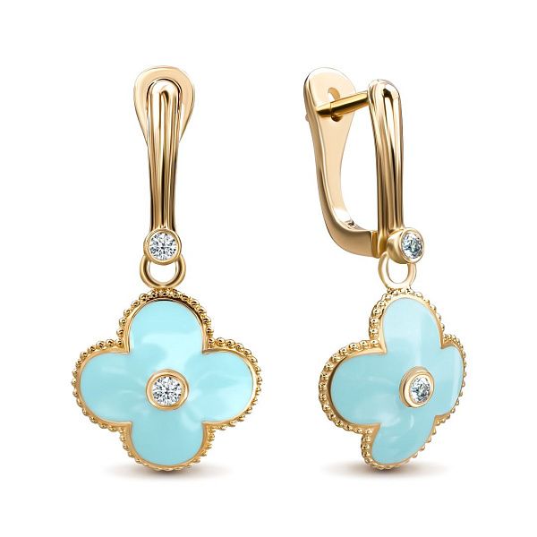 Серьги из желтого золота с бриллиантами