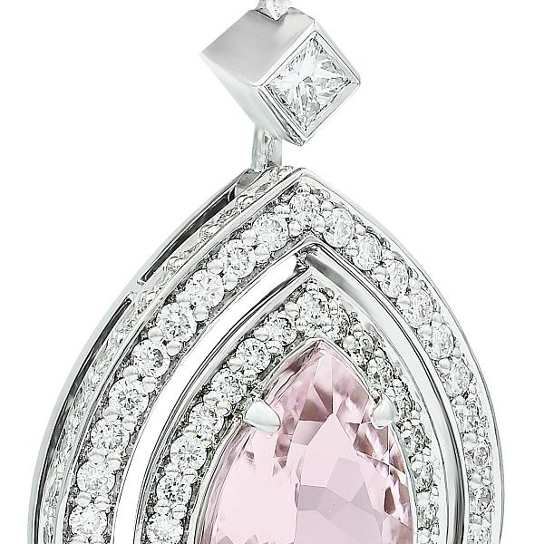 Серьги из белого золота с морганитами 2.8 ct и бриллиантами