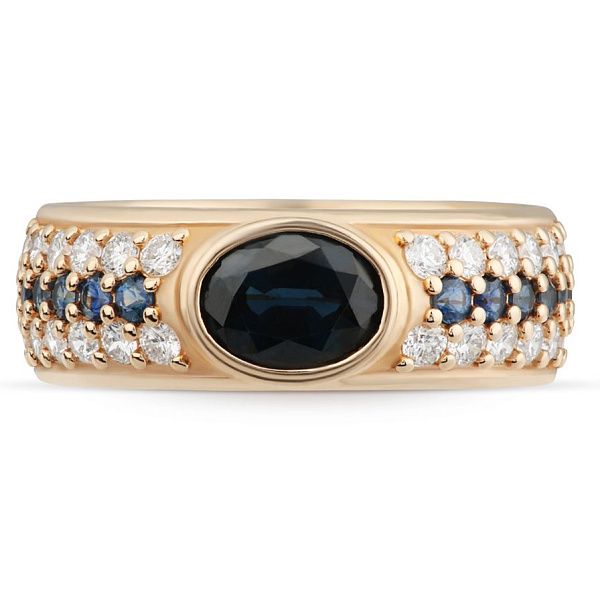 Кольцо из красного золота с сапфирами и бриллиантами