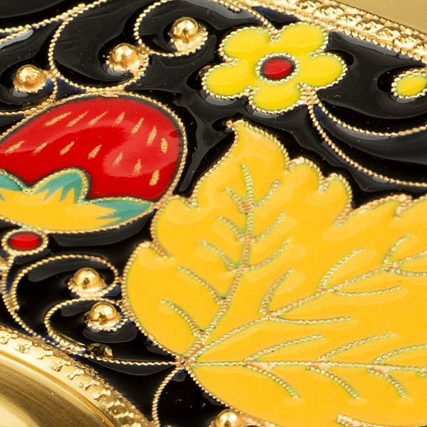 Блюдце «Хохлома» из серебра 