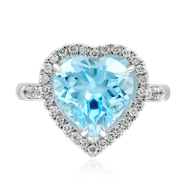 Кольцо из белого золота с бриллиантами и топазом