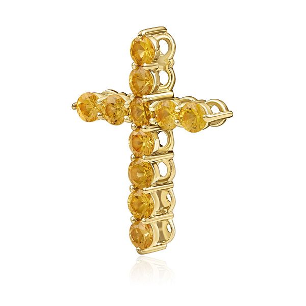 Крест из желтого золота с сапфирами