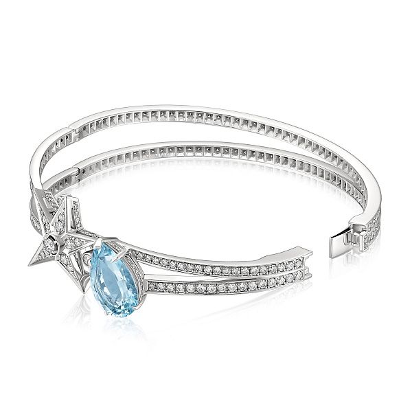 Браслет из белого золота с аквамарином 4.7 ct и бриллиантами