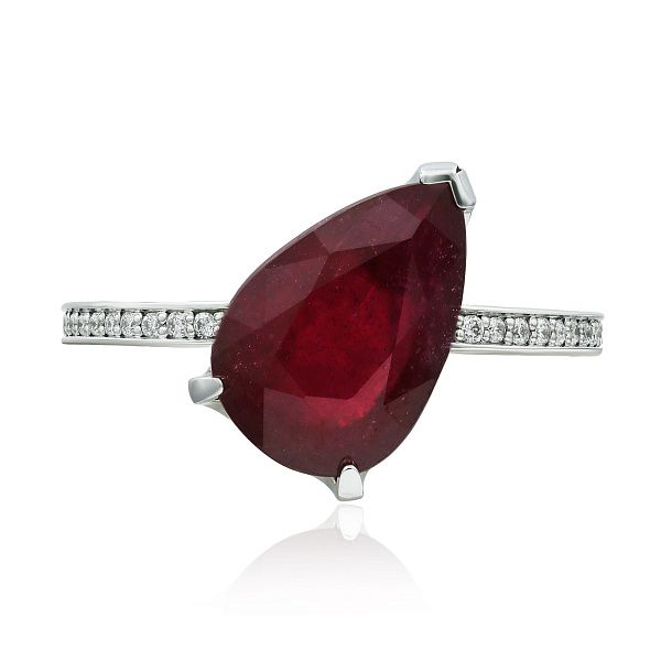 Кольцо «BATEAU» из белого золота с рубином 4.14 ct и бриллиантами