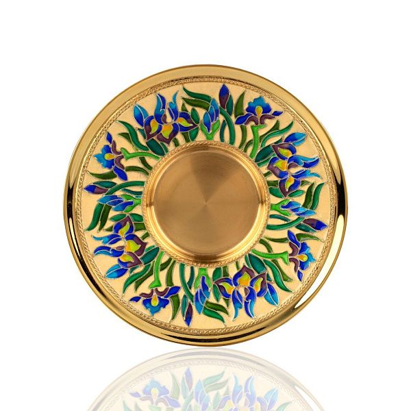 Блюдце «Ирисы» из серебра 