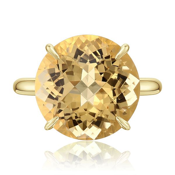 Кольцо из желтого золота с цитрином и бриллиантом