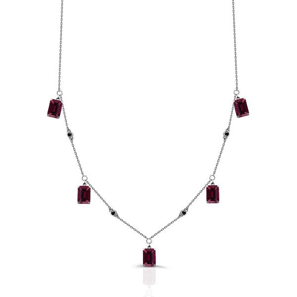 Колье из белого золота с гранатами и бриллиантами