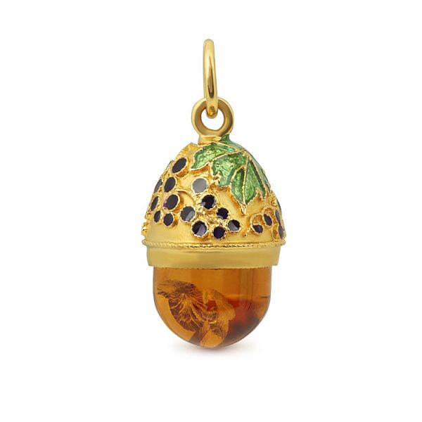 Подвеска яйцо с янтарем
