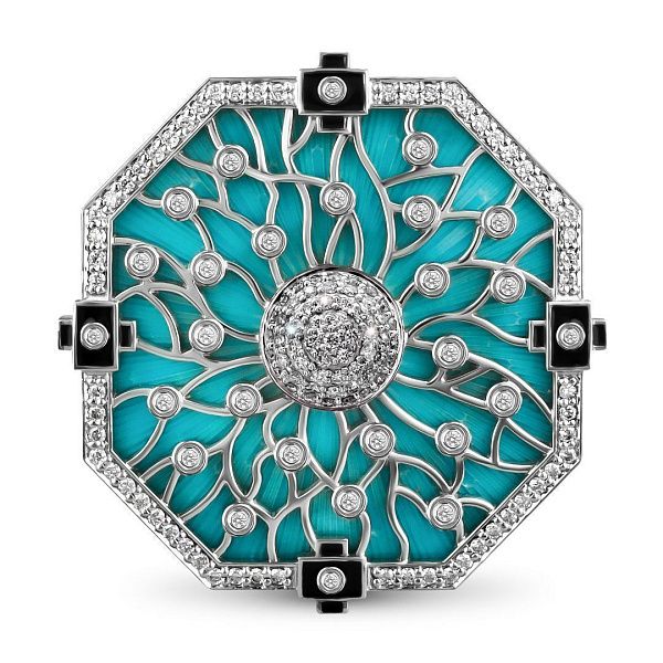 Брошь «Pillow» из белого золота с бриллиантами