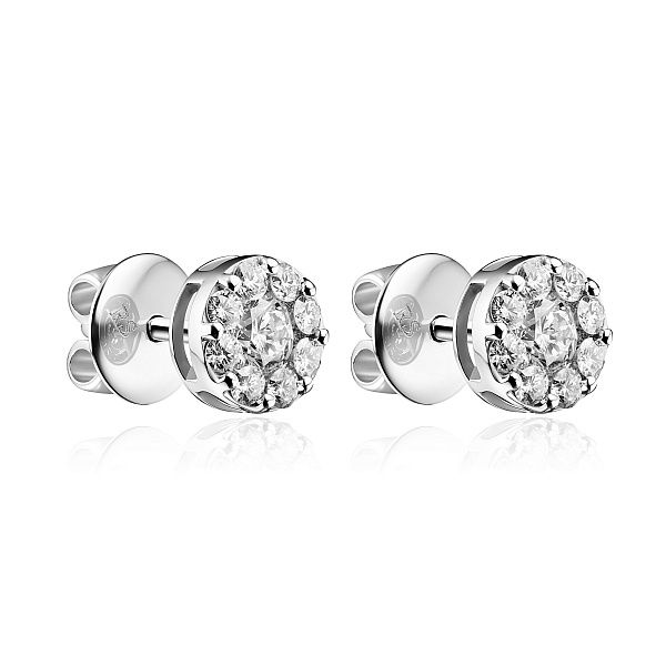 Пусеты из белого золота с бриллиантами