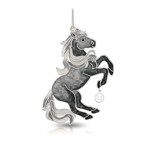 Елочная игрушка «Лошадь» из серебра