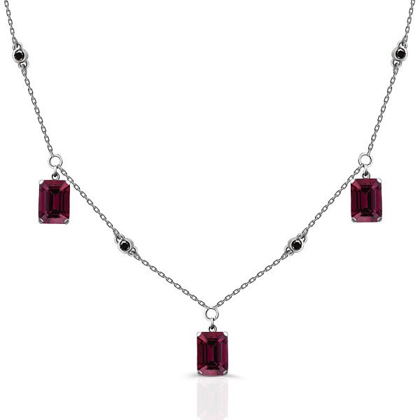 Колье из белого золота с гранатами и бриллиантами