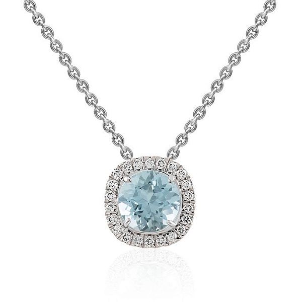 Колье из белого золота с топазом и бриллиантами