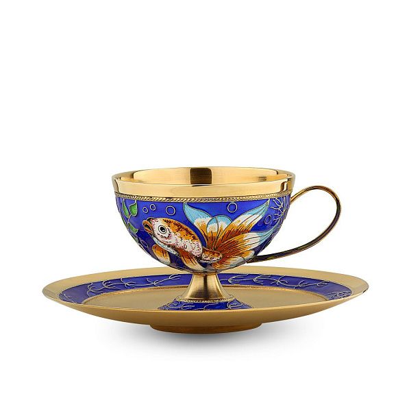 Блюдце «Рыбки» из серебра 