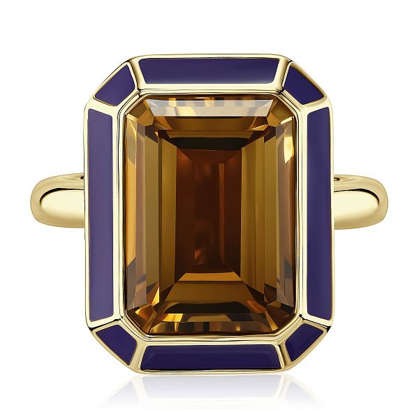 Кольцо из желтого золота с цитрином