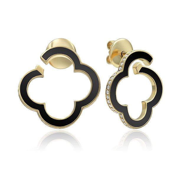 Пусеты из желтого золота с бриллиантами