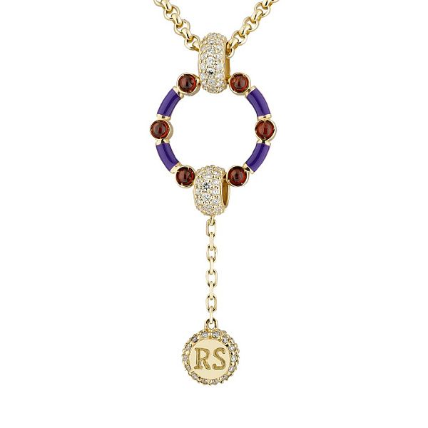 Колье из желтого золота с гранатами и бриллиантами