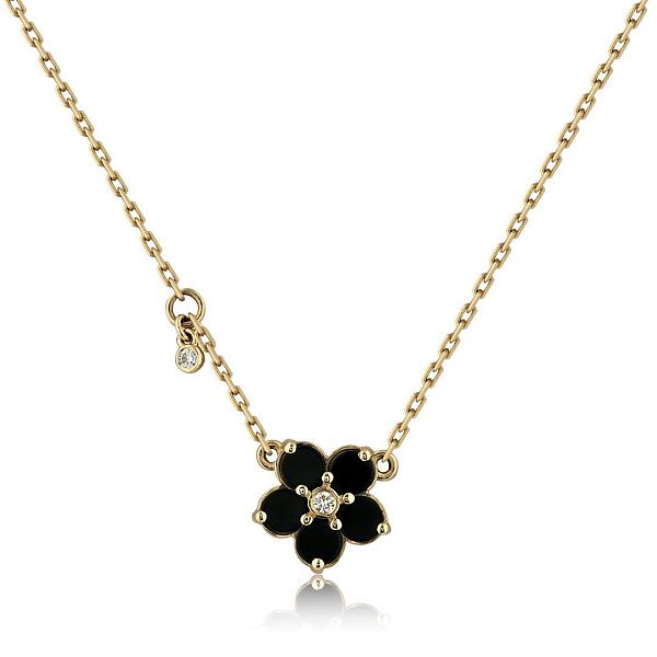 Колье из желтого золота с ониксом и бриллиантами