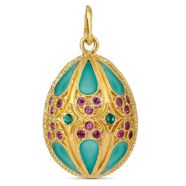 Подвеска яйцо из серебра с ювелирным стеклом