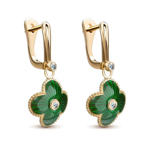 Серьги из желтого золота с бриллиантами