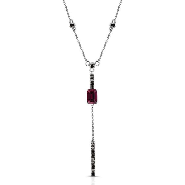 Колье из белого золота с гранатом и бриллиантами