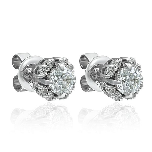 Пусеты из белого золота с бриллиантами