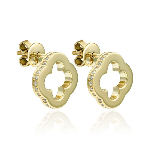 Пусеты из желтого золота с бриллиантами