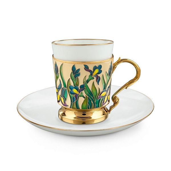 Набор кофейный «Ирисы» из серебра