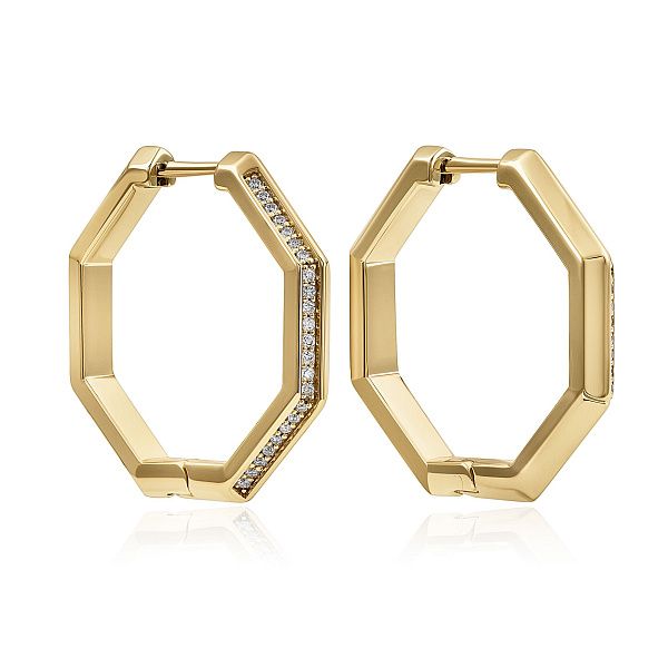 Серьги из желтого золота с бриллиантами