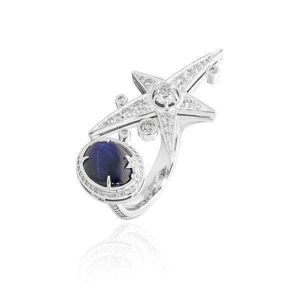 Кольцо из белого золота с бриллиантами и сапфиром 8.38 ct