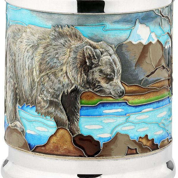 Бокал для виски из серебра «Медведь»